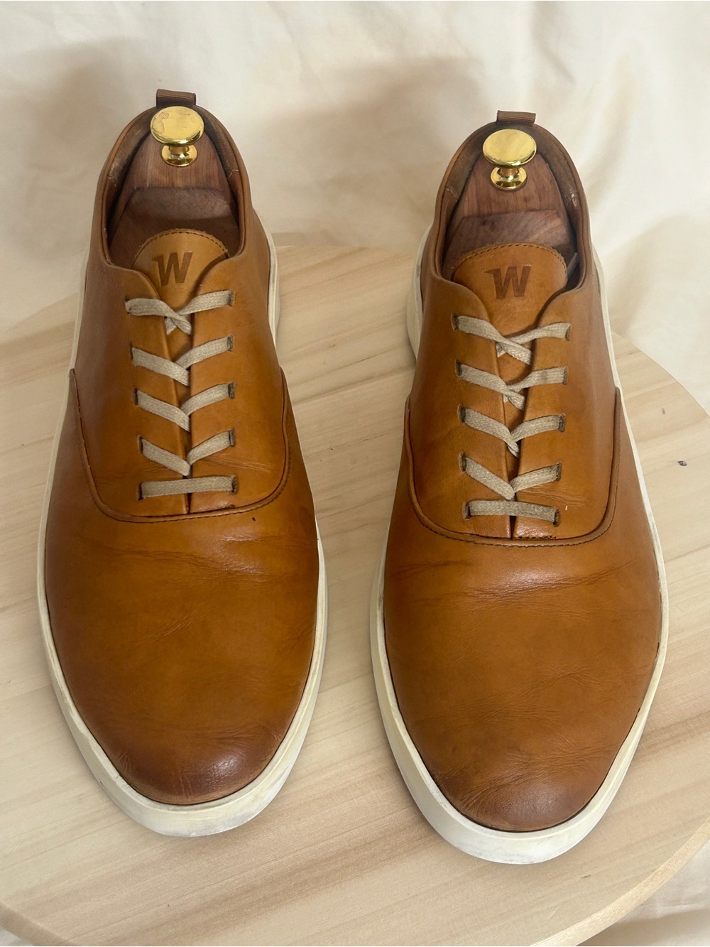 Wolf & Shepherd Men’s Cruise Brown Leather Lace-Up Sneakers White Sole US 12 - Picture 3 of 9